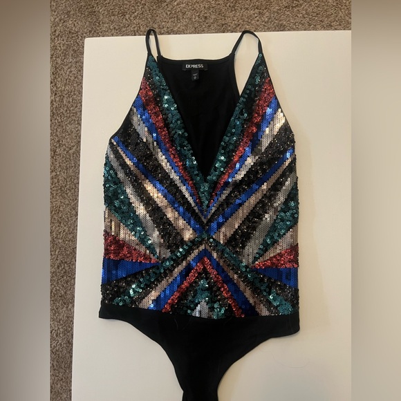Sequin Bodysuit- From Express- Multicolor - Picture 2 of 6